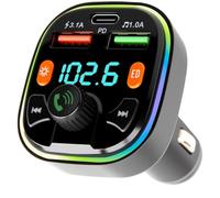 Transmisor FM Bluetooth Coche Accesorios Coche Manos Libres, Adaptador Bluetooth Coche Radio QC 3.0+Tipo C 20W PD, Llamadas Manos Libres, MP3 Estéreo Música Coche
