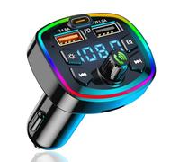 Transmisor FM Bluetooth Coche - Manos Libres Coche Bluetooth con PD 4.8A, Doble USB, Reproductor MP3, Llamadas Manos Libres, Adaptador Mechero MP3 pour Mapournos Libres, Asistente Siri/Musica