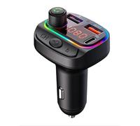 Transmisor FM Bluetooth compatible con Doogee V20, adaptador para radio - Kit de manos libres con cargador QC3.0 & 5V / 2.4A - Retroiluminación de 7 colores, reproductor USB de música MP13