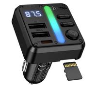 Transmisor FM Bluetooth para Auto HOCO de 45W con Carga Rápida, Manos Libres, PD Tipo-C, USB A, Reproductor de Audio MP3, Compatible con Tarjeta TF Black