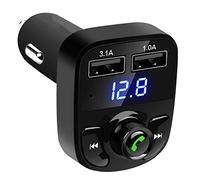 Transmisor FM Bluetooth para Automóvil, Cargador de Automóvil con Transmisor de Radio 12-24V para Automóvil