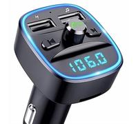 Transmisor FM Bluetooth para Coche, Adaptador Inalámbrico para Radio, Cargador de Coche MP3 con Doble USB, 3.0 Carga Rápida, Mechero con Pantalla LED Soporte Bluetooth, Tarjetas TF