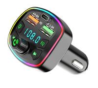 Transmisor FM Bluetooth para Coche, Reproductor MP3, Adaptador De Radio, Kit De Carga Rápida USB para Coche, Transmisor De Música De 4,8 A Tape C, Llamadas Manos Libres, Compatible con Tarjeta USB/TF