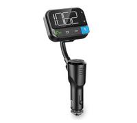 Transmisor FM Car Audio | Cuello de Cisne | Llamadas Manos Libres | 2" | Pantalla Blanca Negra | Bluetooth® | PD 20 W/QC 3.0 | Carga rápida | Refuerzo de Graves | Google Assistant/Siri | Negro