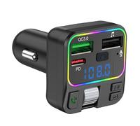 Transmisor FM inalámbrico para coche, transmisor FM, cargador rápido de 2 puertos para coche, con luces coloridas, receptor de radio para coche SUV, P18, transmisor MP3 FM, color azul