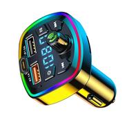 Transmisor FM Inalámbrico - Receptor con Pantalla LED | Adaptador de Audio y Música con Carga Rápida de 2 Puertos | para Música En Automóvil Teléfono PC Viaje por Carretera Llamadas Manos