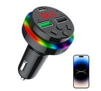 Transmisor FM para coche, adaptador de música doble, puerto USB, indicador LED, función manos libres, función de carga multifunción, para transmisión inalámbrica de música, navegación, llamadas