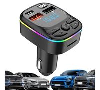 Transmisor FM para coche - Adaptador inalámbrico con pantalla LED Transmisor receptor de coche 5.0 | Cargador de coche USB C | C4 Car Blue-tooth Mp3 Manos libres Tarjeta telefónica Reproducir