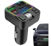 Transmisor FM para coche Bluetoth - Transmisor FM inalámbrico | Adaptador de radio inalámbrico para coche, 2 puertos, cargador de coche rápido para la mayoría de los teléfonos móviles, multicolor