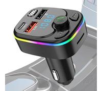 Transmisor FM para coche - Pantalla LED ligera Reproductor Mp3 de coche Transmisor FM inalámbrico 5.0 | Cargador de coche USB C, adaptador de música de radio multifuncional compatible con