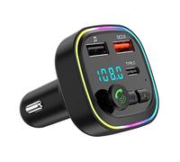 Transmisor Radio FM bluetooth coche, adaptador de manos libres, reproductor mp3, con 2 USB 5V/3A,QC3.0+Tipo C 20W PD Carga Rápida,Soporte Tarjeta TF y Flash USB