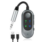 Transmisor y receptor Bluetooth 5.3, adaptador Bluetooth auxiliar inalámbrico 2 en 1 de 3.5 mm, doble emparejamiento para AirPods, transmisor para TV, avión, coche, receptor para auriculares/HiFi