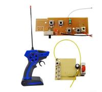 Transmisor y receptor RC de 4 canales de 2.4 G para tanque de coche, barco, kit de sistema de control remoto inalámbrico con señal estable para proyectos STEM (azul)