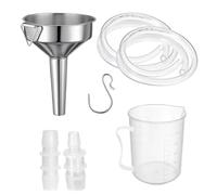 Transmission Funnel Set | Stainless Steel & PP, 3.3in Funnel, 3.3ft Hoses | Car Oil Change Tool With 2 Translucent Tubes & Measuring Cup | Access Hard To Reach Spots