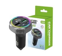 Transmitter FM, adaptador de radio LED 7-color, 5.3 Chip Fast Charge, 30 W Pd Qc3.0 Car Blue Tooth Converter, Calling, Plug and Plays Music Streaming Device, 1.61 x 1.61 x 2.95 Inches