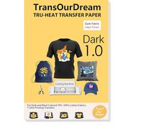TransOurDream-Clásico de Papel de Transferencia Para Tejidos Oscuros | （A4x20 Hojas）Fácil de Usar, Compatible con Impresoras de Inyección de Tinta, ES-3-20