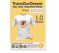 TransOurDream-Estilo clásico de Papel de Transferencia para Telas Claras,Impresión de espejo,Transparente sin bordes blancos, combina perfectamente con tejidos claros,10 hojas,A4. ES-1-10