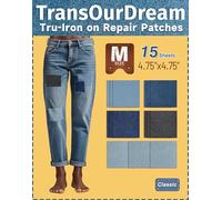 TransOurDream-Marca de confianza,Versión mejorada Parches Jean,Parche termoadhesivo resistente de tela vaquera 100% auténtica, suave y resistente, sin ruido, tamaño M, 15 hojas, 5 colores