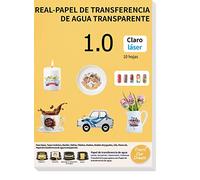 TransOurDream-Papel de calcomanía Tru-Waterslide Laser Clear 10 hojas A4 Papel de transferencia de agua,imprimible para impresora láser, papel transparentes para candelas,tazas, vasos etc.(Es-8-10)