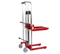 Transpaleta Camión apilador hidráulico manual, capacidad de 400 kg, elevación 110 cm con placa cubierta extraíble para almacén industrial