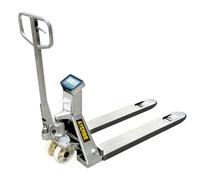 Transpaleta Inoxidable con Impresora 2500 kg Acero INOX 304 Precisión ±0,5 kg Ruedas PU CE GS TÜV