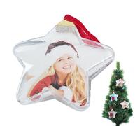 Transparent - 9 Cm Christmas Ball Pendant | Photo Insert Oblate Pentagram Ornament | Personalized DIY Tree Decoration | Valentine Holiday Party Keepsake