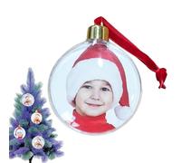 Transparent - 9 Cm Christmas Ball Pendant | Photo Insert Oblate Pentagram Ornament | Personalized DIY Tree Decoration | Valentine Holiday Party Keepsake