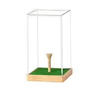 Transparent Acrylic Golf Ball Display Case - Wooden Base with tee | Dustproof Storage Box For Single-Ball Keepsakes and Collections | Golf Ball Display - Collector’s Showcase