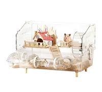 Transparent Acrylic Hamster Habitat, Clear Small Animal House, Hedgehog Cage with Activity Rest Sleeping Play Area for Hamster Chinchilla Guinea Pig Gerbil Mouse Hedgehog
