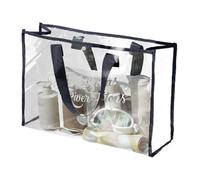 Transparent Beach Bag - See Through Tote Bag, Clear Beach Bag | Waterproof Bag For Stadium, PVC Carry Bag, Laundry Handy Tote Bag, See Through Bag, Waterproof Big Clear Bag For Stadium, Negro ,