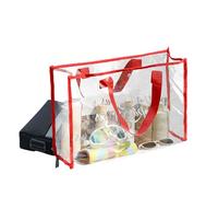 Transparent Beach Bag - Transparente de PVC | Waterproof Large Tote | Stadium, Beach, Pool, Laundry, Travel, See-Through Handy, Rojo, Consulte la descripción, Consulte la descripción