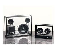 Transparent Cassette Speaker, Portable Minimalist Speakers, Fully Enclosed Transparent Acoustic Chamber Design, Support Bluetooth Playback/USB/AUX Playback, For Gifting Office(Small+Large Black)