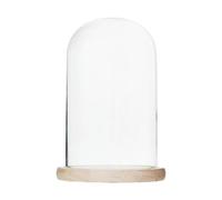 Transparent Display Dome Glass - Collectibles Display Organizer, Base, Glass Flower Decor Cloche with Polished Wooden Foundation, Protective Dust Cover with, Showcase Case for Artificial Flowers Home