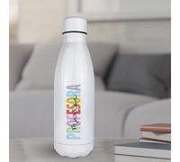 Transparent Gift Botella Personalizada con Nombre Letras Colores. Regalos Personalizados. Botellas de Agua Acero Inoxidable Termo. Regalos Originales para Profesores y Profesoras. Detalle Fin de Curso