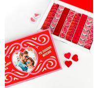 Transparent Gift Caja de Chuches Corazón Personalizada con Foto y Textos. Regalos Originales para Mujer y Hombre. Regalos Personalizados para Parejas en San Valentín y Aniversario. Cajas de Dulces