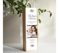 Transparent Gift Caja de Vino Personalizada con Bodegas para el Día del Padre. Cajas de Madera Personalizadas Botella de Vino. Regalos Originales para Hombre. Regalos para Padres Personalizados