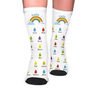 Transparent Gift Calcetines Personalizados con Nombres y Gotas de Colores. Regalo Original Profesores y Profesoras. Detalle Fin de Curso. Accesorios Personalizados Emotivos. Calcetines con Nombres.