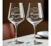 Transparent Gift Copa de Vino para la Mejor Mamá con Texto Personalizado, Regalo Día de la Madre. Copa de Vino con Texto para Regalar. Regalos para Madres en Cumpleaños.
