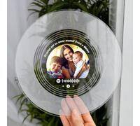 Transparent Gift Disco de Vinilo Spotify Personalizado con Foto y Texto Líneas. Regalos Personalizados Familia, Amigos, Pareja. Regalo Original Cumpleaños y Aniversario. Cuadros de Vinilo Decorativos