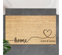 Transparent Gift Felpudo Personalizado con Nombres Lazo Corazón. Alfombras Personalizadas para Entrada de Casa. Decoración de Hogar. Regalos Originales para Familia. Fibra de Coco, Base Antideslizante