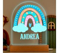 Transparent Gift Lámpara Infantil Personalizada con Nombre Arcoíris. Luz LED Quitamiedos. Luz Nocturna Mesita de Noche. Regalos Originales y Personalizados para Cumpleaños. Regalos para Niños y Niñas