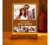 Transparent Gift Lámpara Personalizada con Fotos Collage y Textos. Lámparas Personalizadas Luz LED. Regalos Originales para Parejas, Amigos y Familia. Regalos Personalizados Cumpleaños, San Valentín