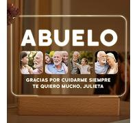 Transparent Gift Lámpara Personalizada con Fotos Palabra Abuelo o Abuela. Regalos Originales para Cumpleaños, Navidad. Regalos Personalizados para Amigos. Decoración e Iluminación. Luz LED Nocturna