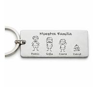 Transparent Gift Llavero de Acero Diseño Familiar con Muñequitos Personalizados. Joyería Elegante. Llaveros Originales. Llaveros para Papá, Mamá, Amigos, Familia.