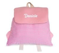 Transparent Gift Mochila Infantil Personalizada con Nombre para Niñas. Mochila Diseño a Cuadros Rosa para Colegio y Excursión. Mochilas Infantiles para la Vuelta al Cole.