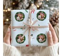 Transparent Gift Papel de Regalo Personalizado con Foto y Texto Hojas. Rollo Papel Regalo para Envolver. Regalos Personalizados para Familia, Amigos. Regalos Originales de Navidad. Decoración Navideña