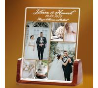 Transparent Gift Personalizada Collage Fotos y Textos, Placa Personalizada, Regalos para Parejas, Novios. Regalos Personalizados con Fotos para San Valentín y Aniversario (4 tamaños: 15-25 cm)