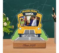 Transparent Gift Placa Bus Personalizada con Foto y Texto para Profes. Regalos Originales para Profesores y Profesoras. Regalos Fin de Curso. Regalos para Hombre y Mujer. Detalle Decorativo.