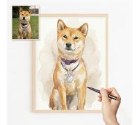 Transparent Gift Póster con Ilustración en Acuarela de Mascota Personalizada. Cuadro y Decoración Personalizada para el Hogar. Regalo Personalizado para bodas, aniversarios, parejas y familias.