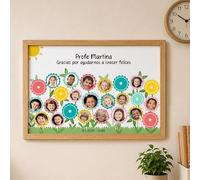 Transparent Gift Póster Flores Personalizado para Profesores. Lámina Decorativa con Nombres de Alumnos. Regalo Original Fin de Curso. Regalos Personalizados para Profesoras y Maestras.